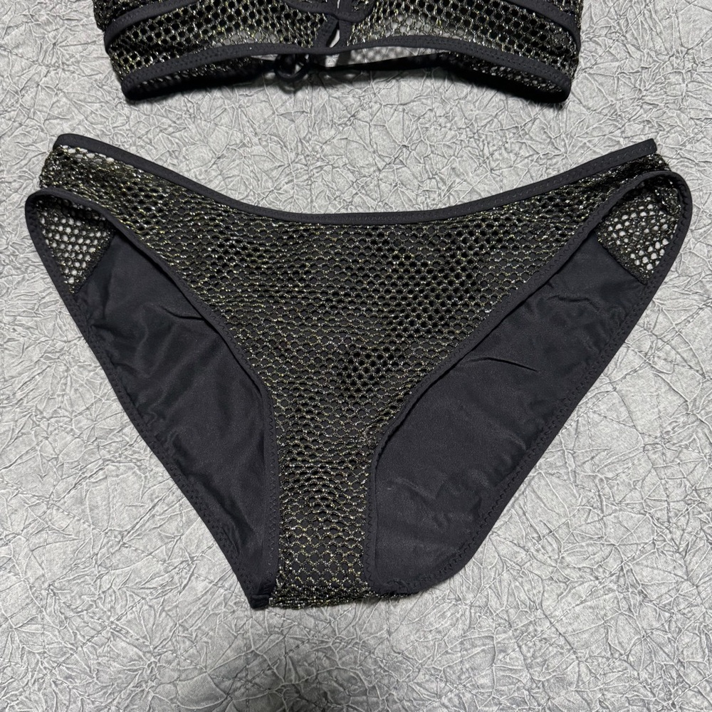 BECCA Black Gold Mesh Bikini Set D Top - Picture 3 of 9